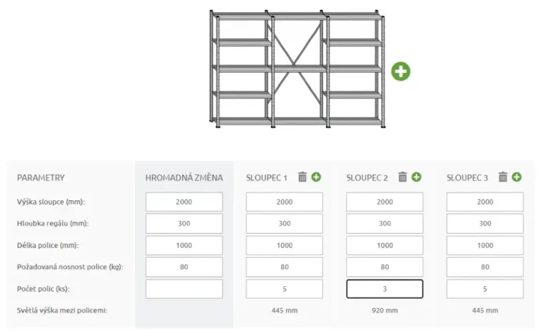 Konfigurátor policových regálů - online návrhář policových regálů VARIMO.